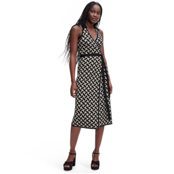 Diane Von Furstenberg Target Sleeveless Vintage Weave Sweaterknit Midi Wrap Dres - Picture 3 of 14
